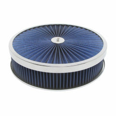 Racing Power Company R2225 14 inch X 3 inch Super Flow Air Cleaner Set Chrome/Blue
