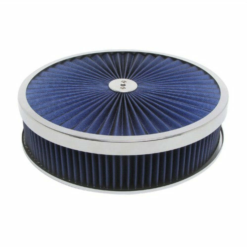 Racing Power Company R2226 14 inch X 3 inch Super Flow Air Cleaner Set Chrome/Blue