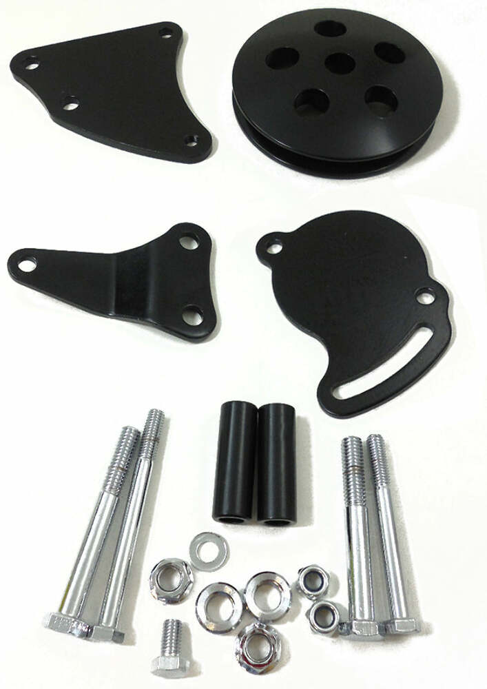 Racing Power Company R3721BK Sb chevy type ii power steering bracket and pulley