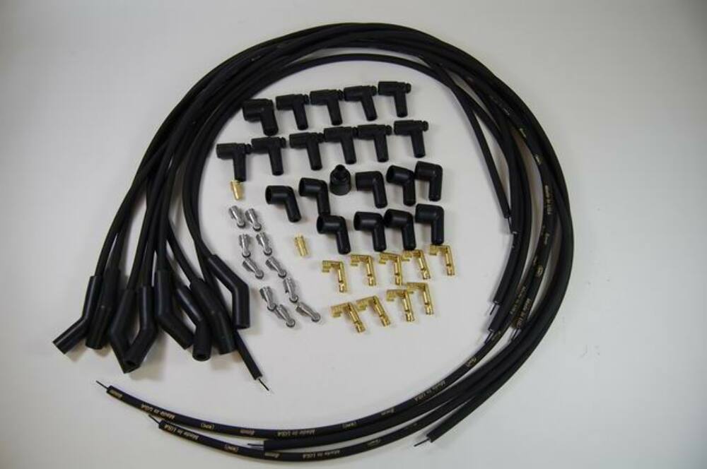 Racing Power Company R4604 SPARK PLUG WIRE SET BLACK BOOTS 135 DEG 8MM