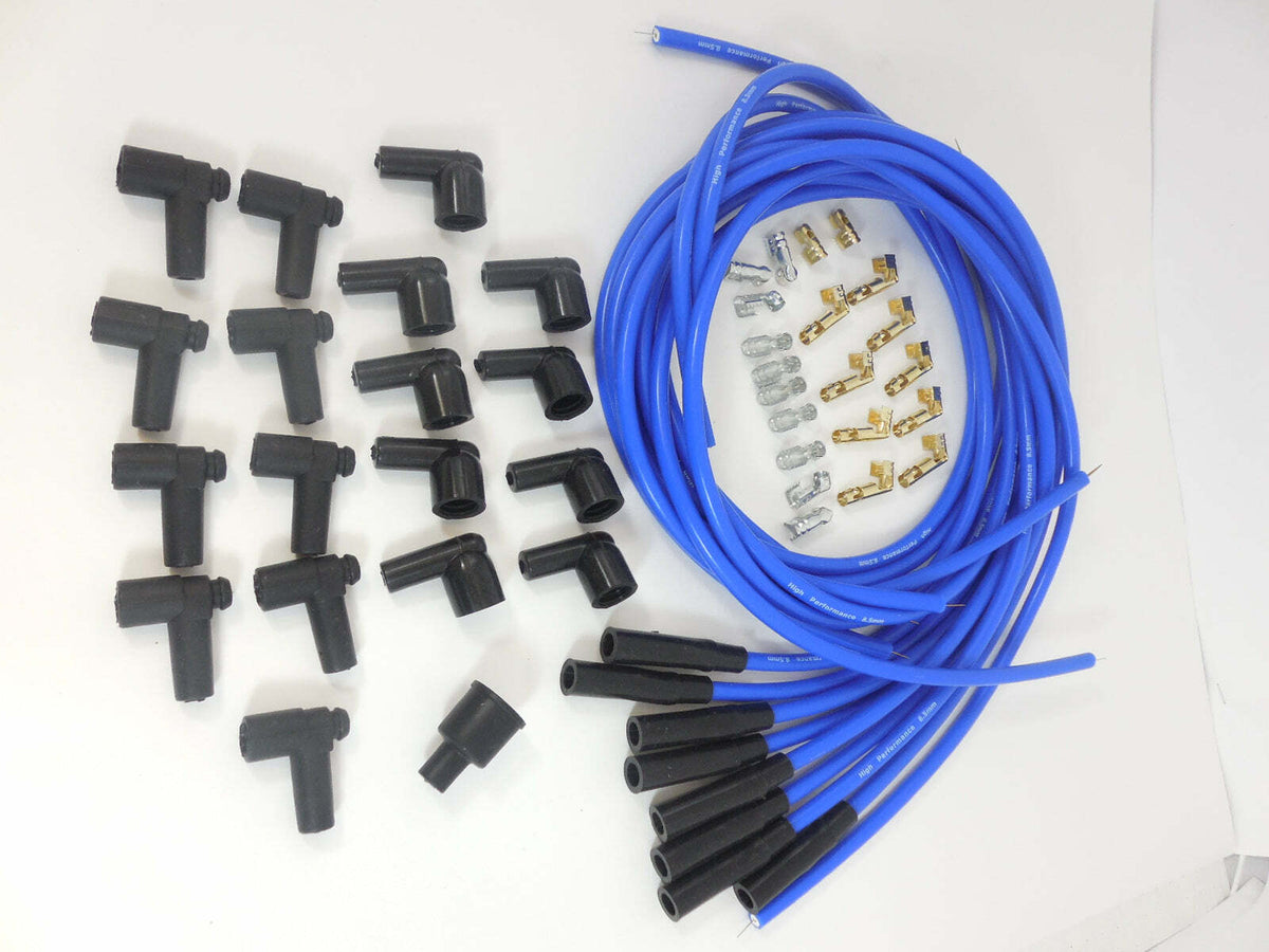 Racing Power Company R4605BLU SPARK PLUG WIRE SET BLUE WIRES/BOOTS 180 DEG 8MM