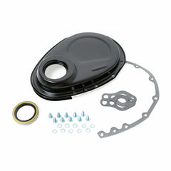 Racing Power Company R4934BK Black sb chevy steel timing cover kit