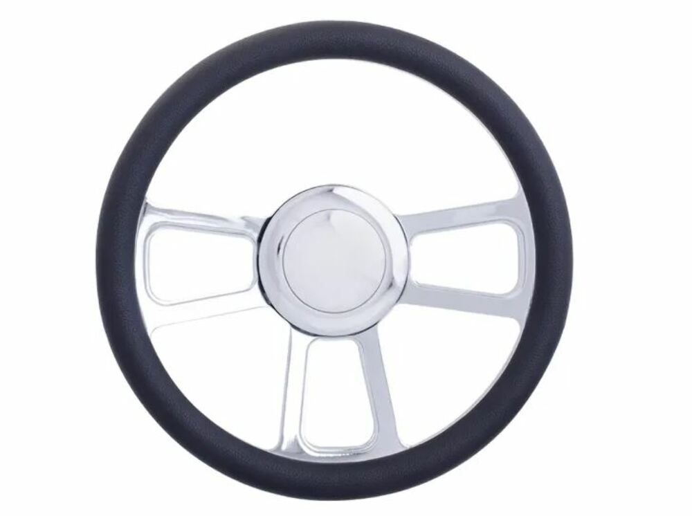 Racing Power Company R5606A 14 inch alum/leather steering wheel/horn/adapter kit