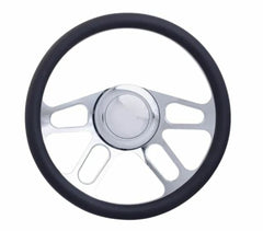 Racing Power Company R5608A 14 inch alum/leather steering wheel/horn/adapter kit