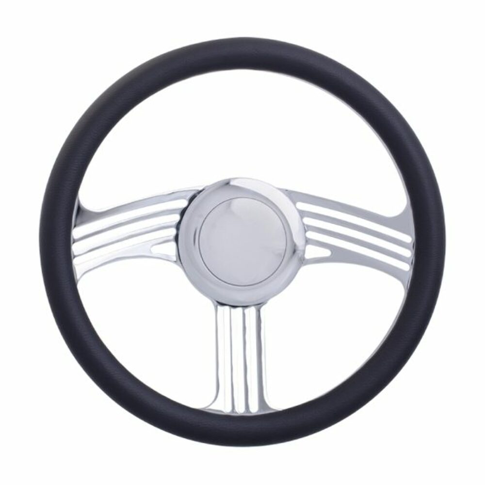 Racing Power Company R5611A 14 inch alum/leather steering wheel/horn/adapter kit