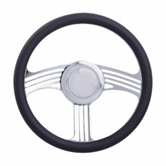 Racing Power Company R5611A 14 inch alum/leather steering wheel/horn/adapter kit