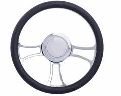 Racing Power Company R5616A 14 inch alum/leather steering wheel/horn/adapter kit