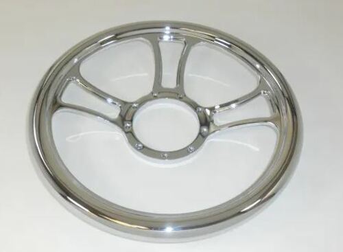 Racing Power Company R5821 14 inch CHROME BILLET SOLID TRINITY STEERING WHEEL