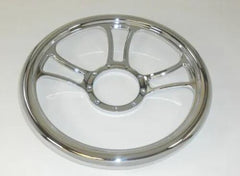 Racing Power Company R5821 14 inch CHROME BILLET SOLID TRINITY STEERING WHEEL