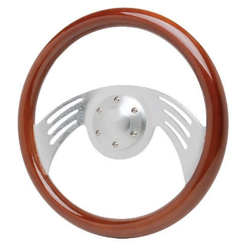 Racing Power Company R5880 14 inch ALUMINUM WOODEN STEERING WHEEL W/6 HOLES