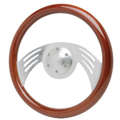 Racing Power Company R5880 14 inch ALUMINUM WOODEN STEERING WHEEL W/6 HOLES