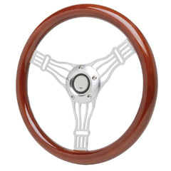 Racing Power Company R5882 (14 inch) aluminum steering wheel w/wooden hand wrap