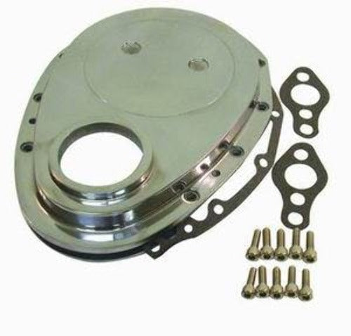 Racing Power Company R6040C Chrome alum sbc timing chain cvr st
