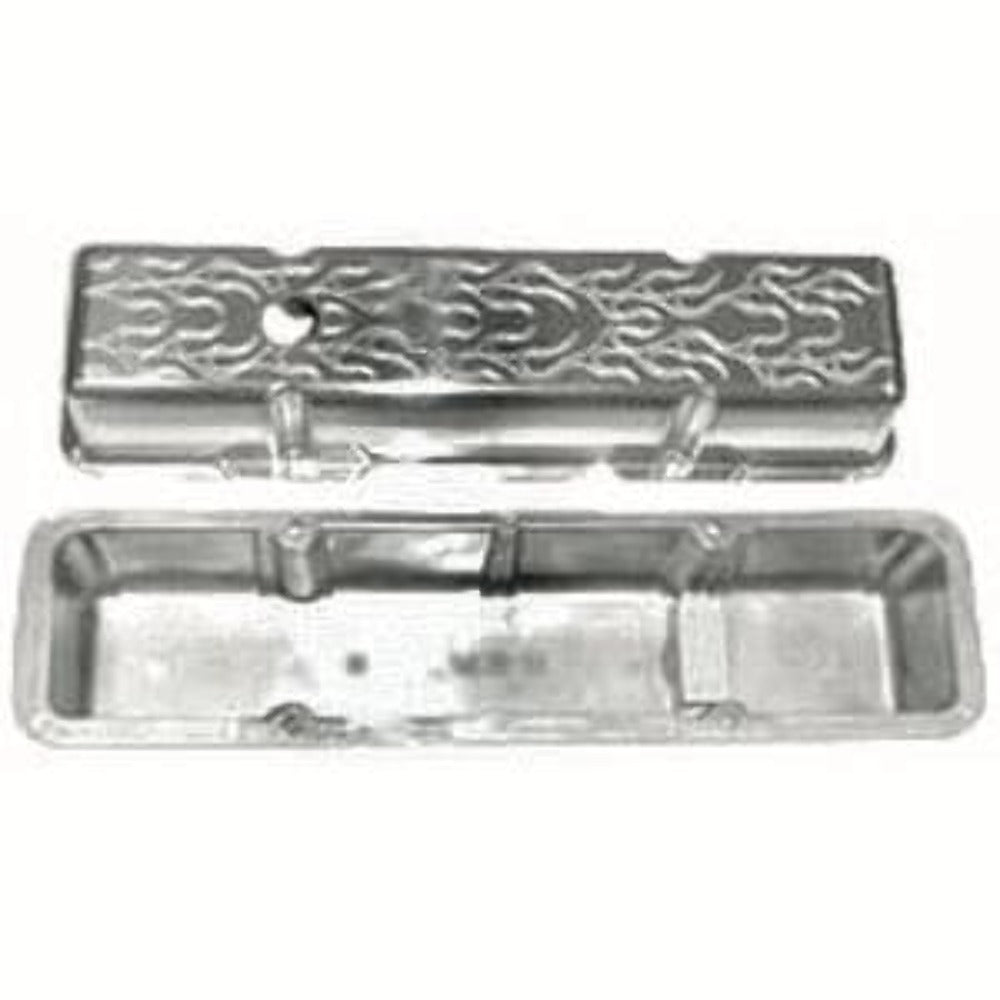 Racing Power Company R6130X Pol alum sbc valve cover - flame pr