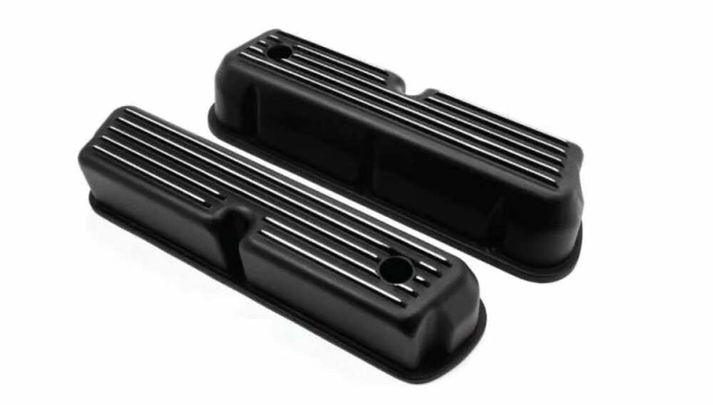 Racing Power Company R6175BK Black valve cover sb 5.0l tall alum w/ hole