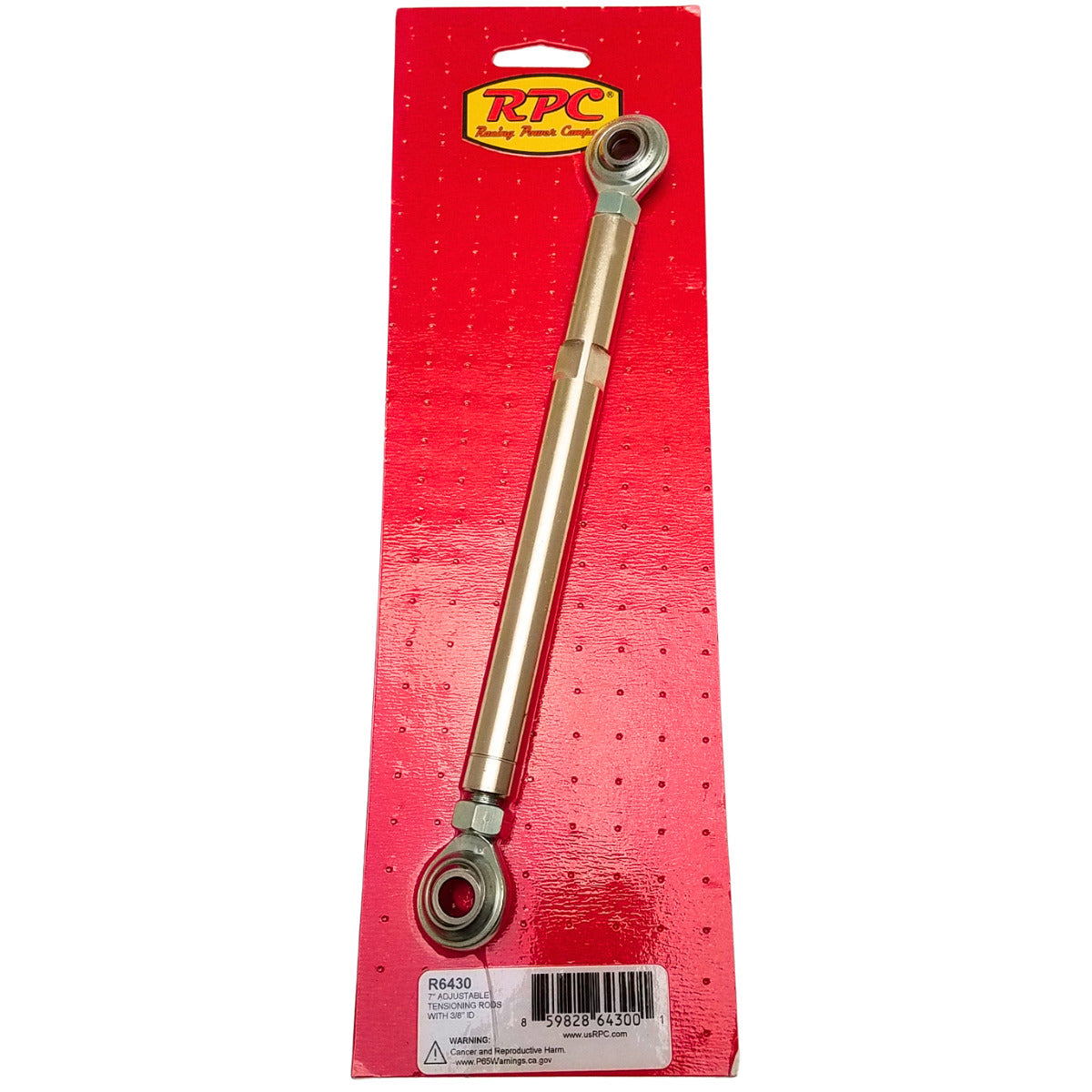 Racing Power Company R6430 7 inch adjustable tensioning rods with 3/8 inch id