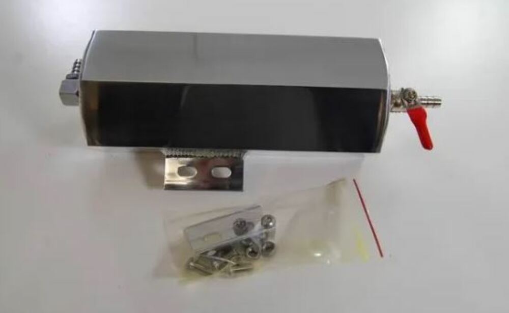 Racing Power Company R6572 Alum 3x8 hexagon overflow tank w/ mount - pol