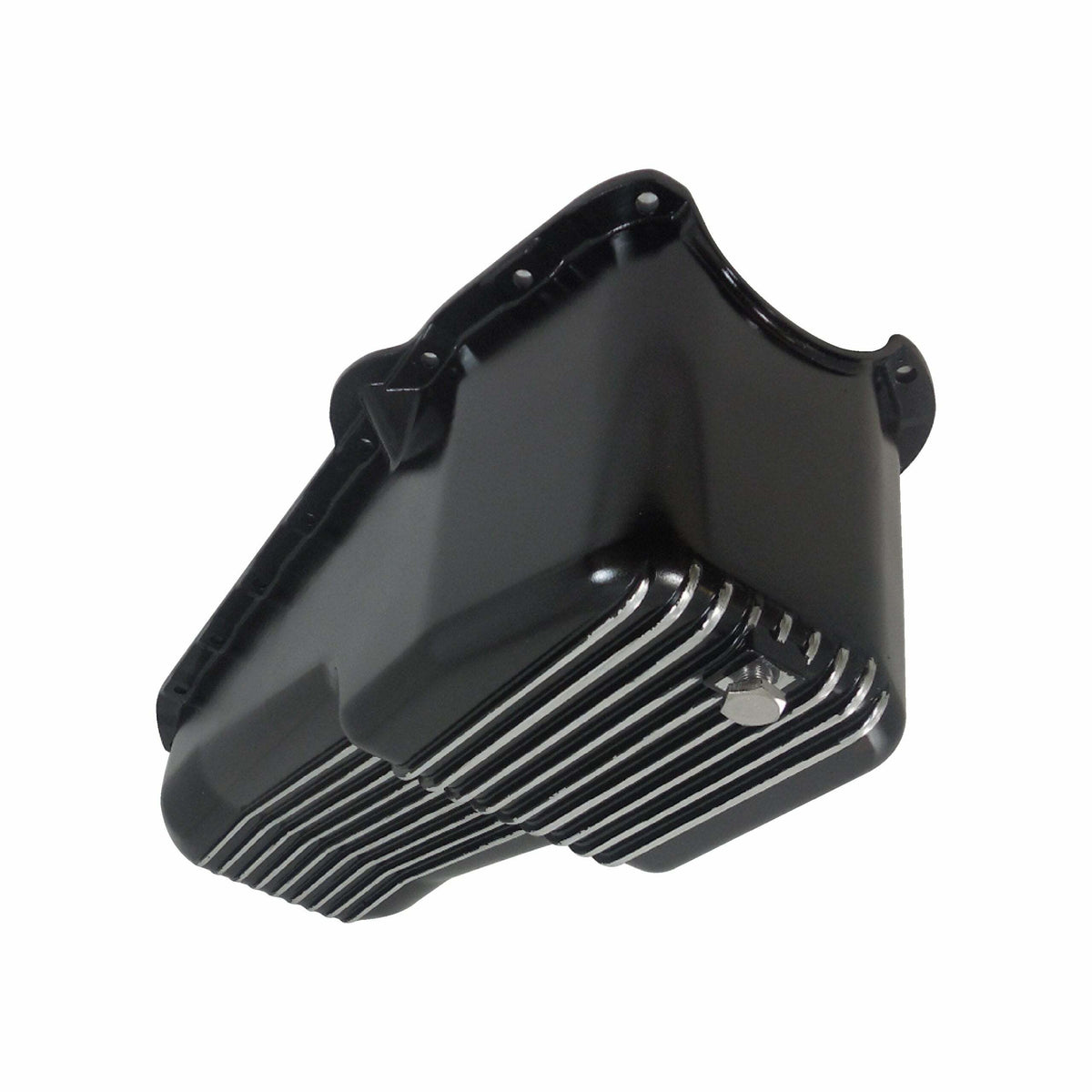 Racing Power Company R8442BK Oil pan finned sb chevy lh dipstick - black