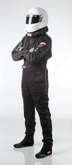 RaceQuip 110002 SFI-1 Pyrovatex One-Piece Single-Layer Racing Fire Suit (Black, Small)