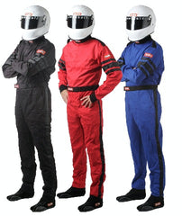 RaceQuip 110004 SFI-1 Pyrovatex One-Piece Single-Layer Racing Fire Suit (Black, Medium-Tall)