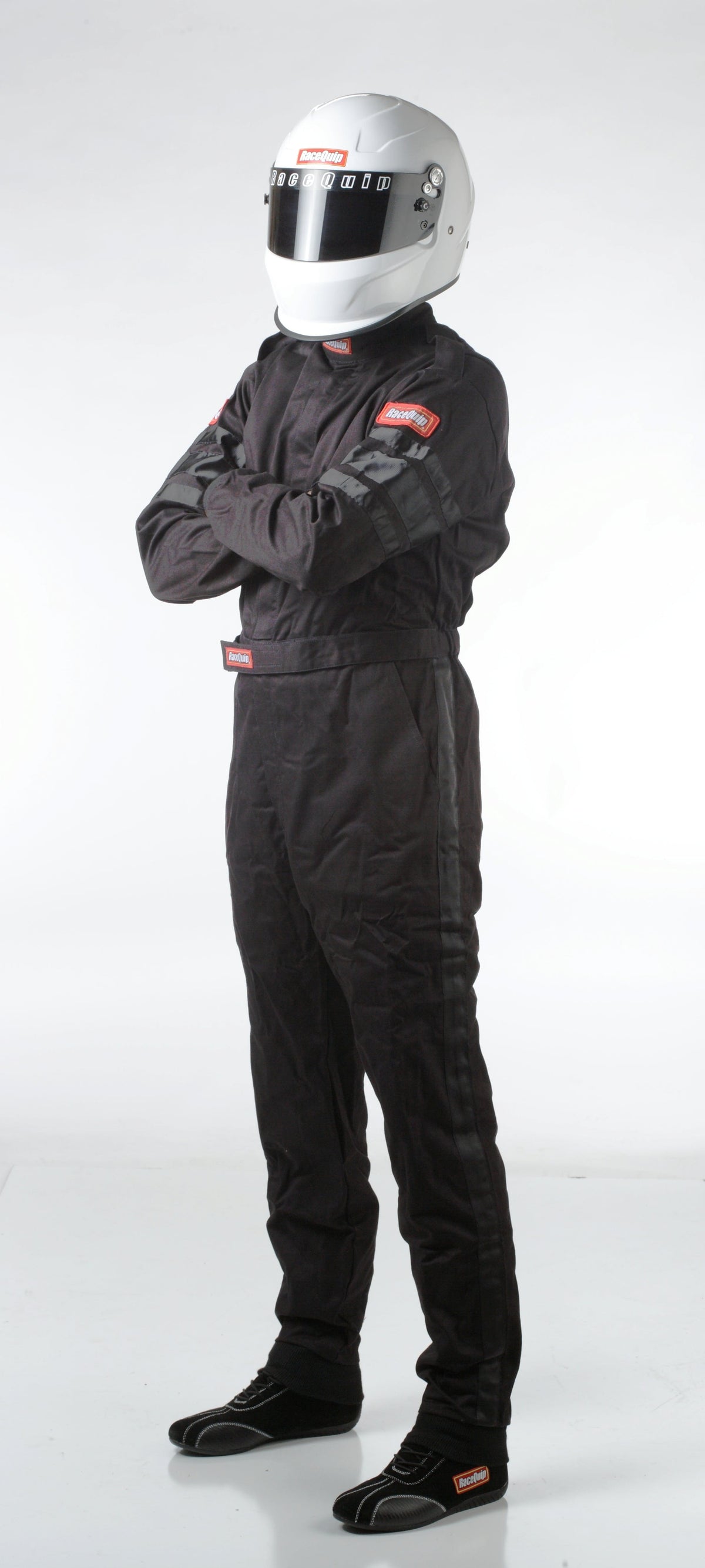 RaceQuip 110007 SFI-1 Pyrovatex One-Piece Single-Layer Racing Fire Suit (Black, XX-Large)