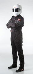 RaceQuip 110007 SFI-1 Pyrovatex One-Piece Single-Layer Racing Fire Suit (Black, XX-Large)