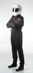RaceQuip 110007 SFI-1 Pyrovatex One-Piece Single-Layer Racing Fire Suit (Black, XX-Large)
