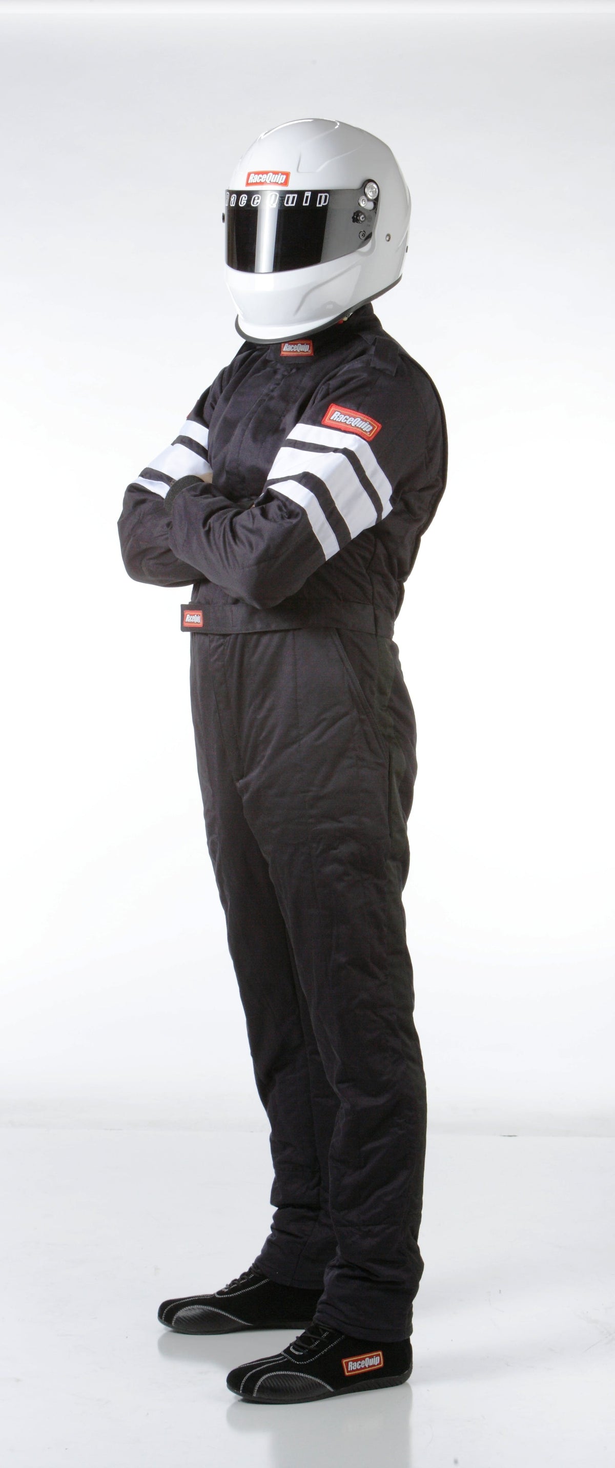 RaceQuip 120003 SFI-5 Pyrovatex One-Piece Multi-Layer Racing Fire Suit (Black, Medium)