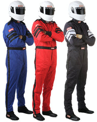 RaceQuip 120003 SFI-5 Pyrovatex One-Piece Multi-Layer Racing Fire Suit (Black, Medium)