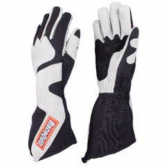 RaceQuip 358602 SFI-5 Angle-Cut Long Gauntlet Racing Gloves (Gray/Black, Small)