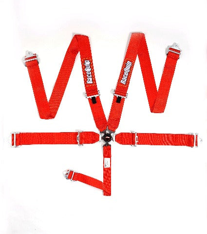RaceQuip 741011 Sportsman SFI 16.1 5-Point Camlock Racing Harness Set (Red/Pull-Down)