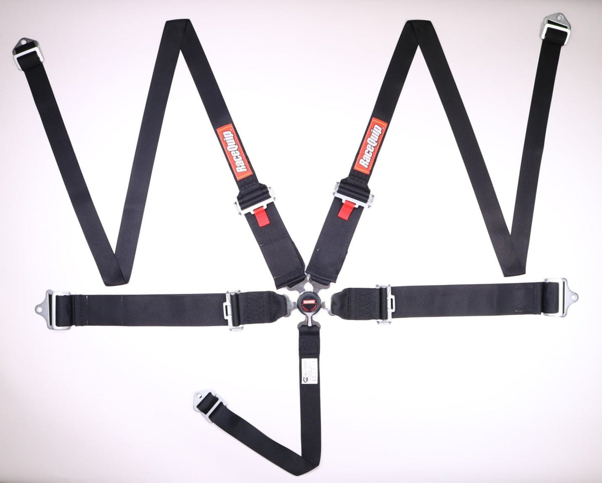 RaceQuip 745005 Sportsman SFI 16.1 5-Point Camlock HANS/FHR Racing Harness Set (Black/Pull-Down)