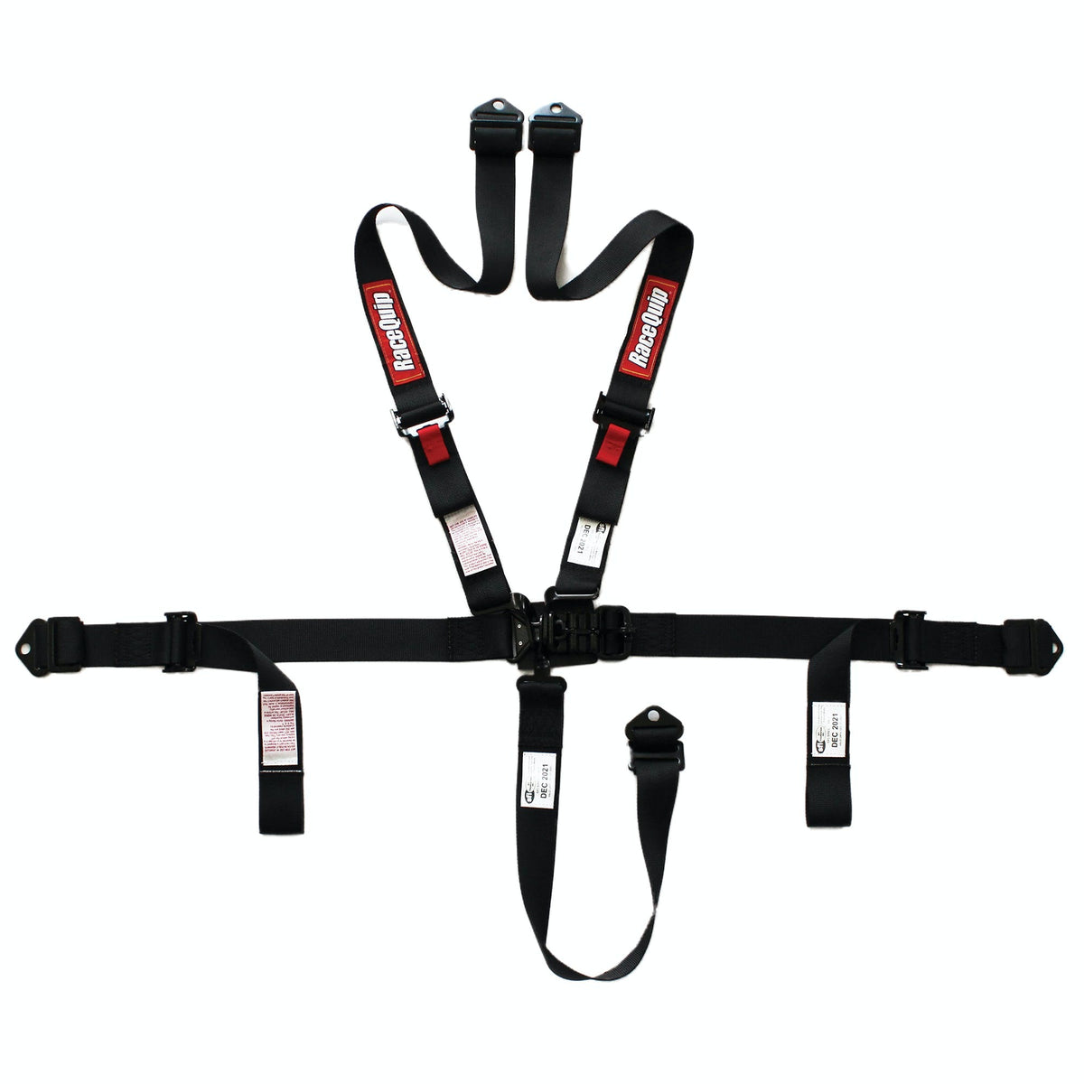 RaceQuip 809009 2 SFI 16.1 Rated Small Buckle Latch and Link 5 Point Seat Belt Set, Black