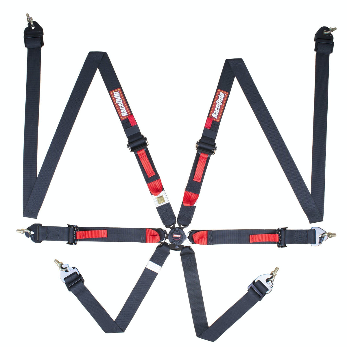 RaceQuip 856006 2 6 Pt Camlock Auto Racing Harness Set; Pull-Up Lap Seat Belt Set; Black