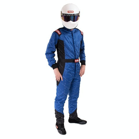 RaceQuip 91609249 One Piece Multi Layer Racing Driver Fire Suit; SFI 3.2A/ 5 ; Blue Med-Tall