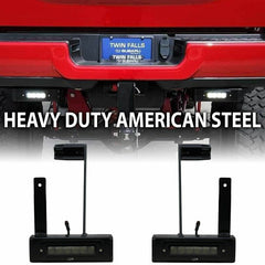 Race Sport Lighting 2013-Current Dodge Ram 2500 Hitch Bar Reverse 7in LED Flood Lighting Heavy Duty Bolt-On Blacked Out Kit with Heated Lens and Dual End Light Cap DHDHB17UP