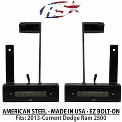 Race Sport Lighting 2013-Current Dodge Ram 2500 Hitch Bar Reverse 7in LED Flood Lighting Heavy Duty Bolt-On Blacked Out Kit with Heated Lens and Dual End Light Cap DHDHB17UP
