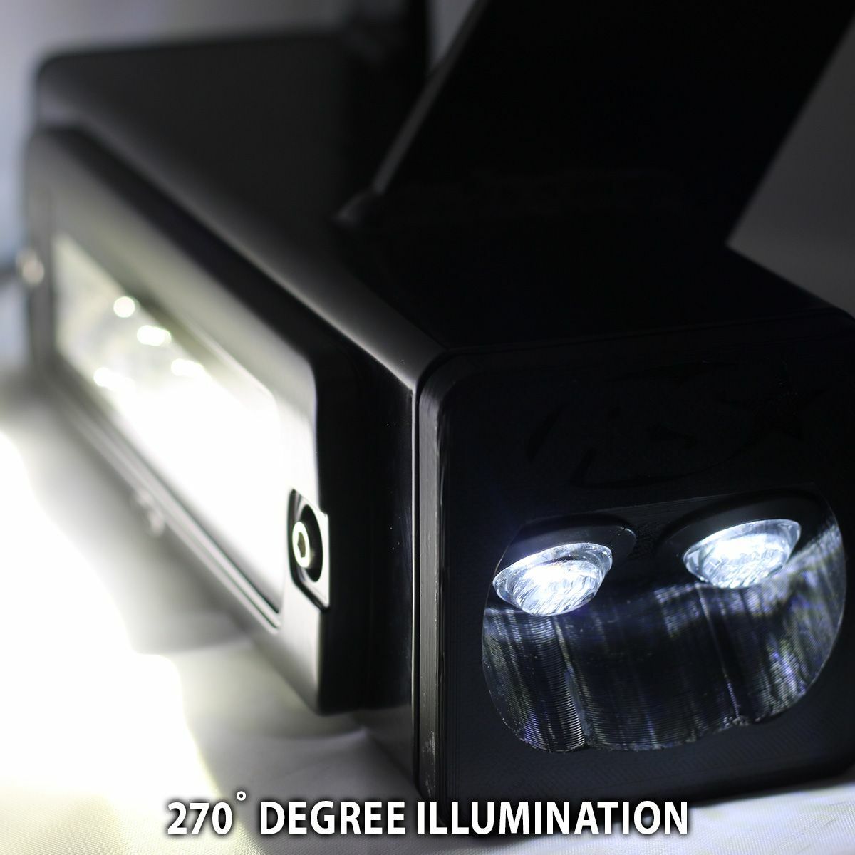 Race Sport Lighting 2013-Current Dodge Ram 2500 Hitch Bar Reverse 7in LED Flood Lighting Heavy Duty Bolt-On Blacked Out Kit with Heated Lens and Dual End Light Cap DHDHB17UP