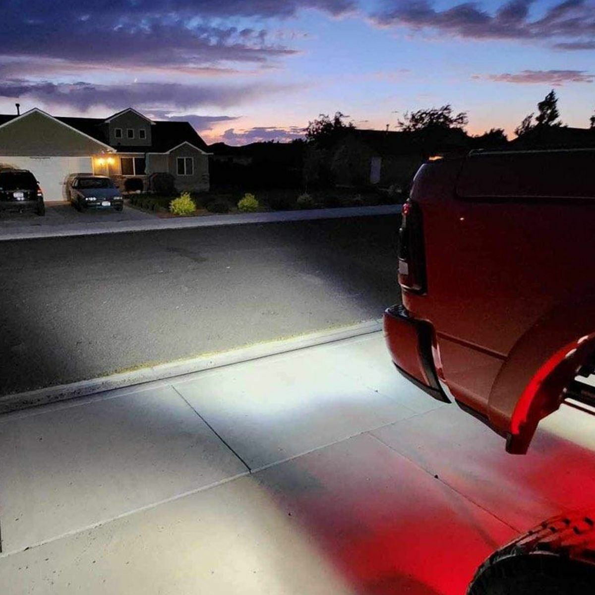 Race Sport Lighting 2013-Current Dodge Ram 2500 Hitch Bar Reverse 7in LED Flood Lighting Heavy Duty Bolt-On Blacked Out Kit with Heated Lens and Dual End Light Cap DHDHB17UP