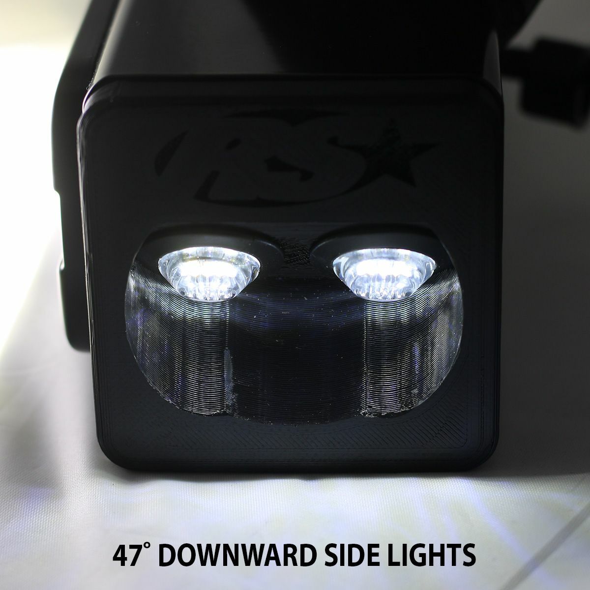 Race Sport Lighting 2013-Current Dodge Ram 2500 Hitch Bar Reverse 7in LED Flood Lighting Heavy Duty Bolt-On Blacked Out Kit with Heated Lens and Dual End Light Cap DHDHB17UP
