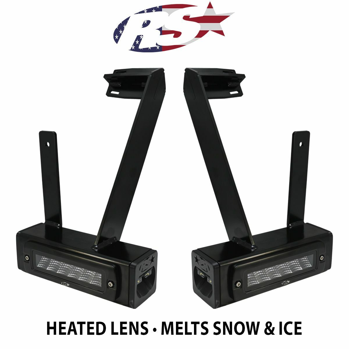 Race Sport Lighting 2013-Current Dodge Ram 2500 Hitch Bar Reverse 7in LED Flood Lighting Heavy Duty Bolt-On Blacked Out Kit with Heated Lens and Dual End Light Cap DHDHB17UP
