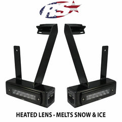 Race Sport Lighting 2013-Current Dodge Ram 2500 Hitch Bar Reverse 7in LED Flood Lighting Heavy Duty Bolt-On Blacked Out Kit with Heated Lens and Dual End Light Cap DHDHB17UP