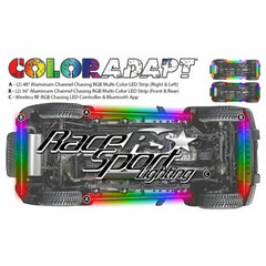 Race Sport Lighting ColorSMART Chasing Pattern RGB LED Aluminum Solid Underbody Kit with Key Card RGB Remote and Bluetooth App Control Race Sport Lighting RSUKIT-C