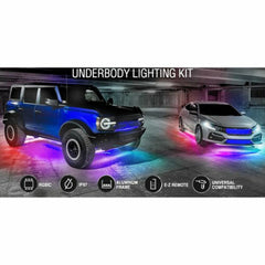 Race Sport Lighting ColorSMART Chasing Pattern RGB LED Aluminum Solid Underbody Kit with Key Card RGB Remote and Bluetooth App Control Race Sport Lighting RSUKIT-C