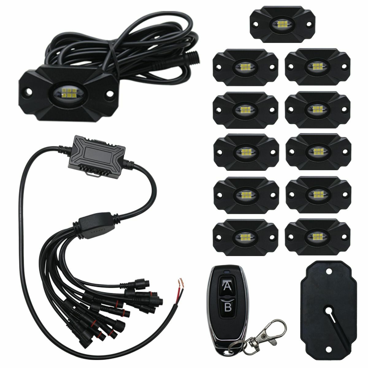 Race Sport Lighting NEW - 12pc Ultra Bright White 14000 Lumen LED Rock Light Crawler Kit with Seven Fade and Strobe Patterns Race Sport Lighting ULTRA12WK
