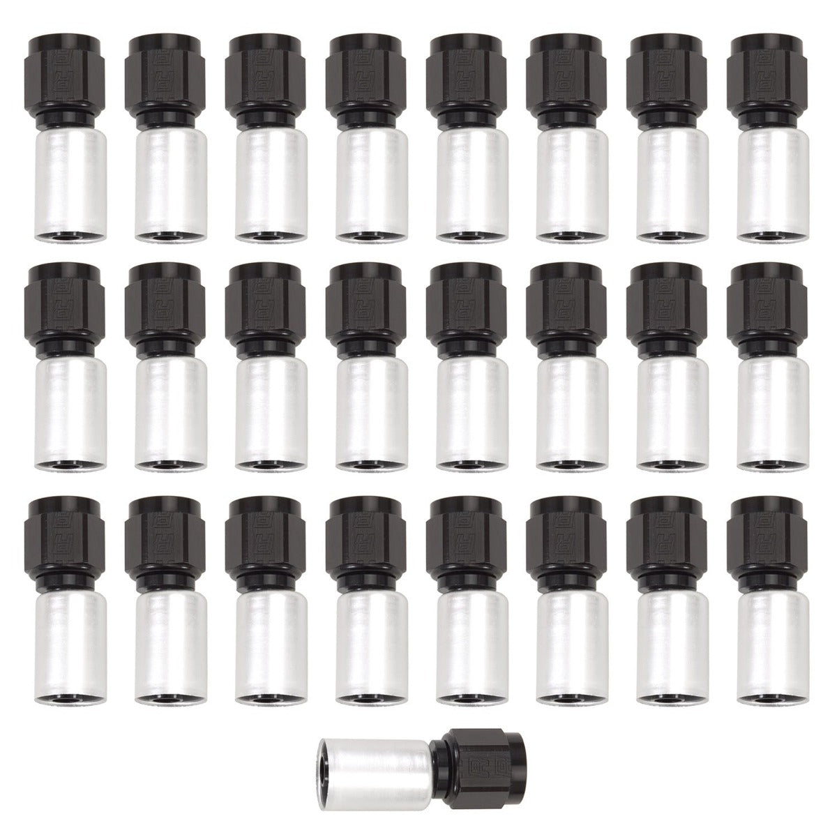 Russell 610528 Hose End. -8 Crimp on. Straight. Black and Clear