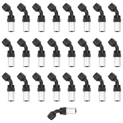 Russell 610658 Hose End #12 Crimp On Swivel 45 deg Black and Clear (Bulk pkg OF 25)