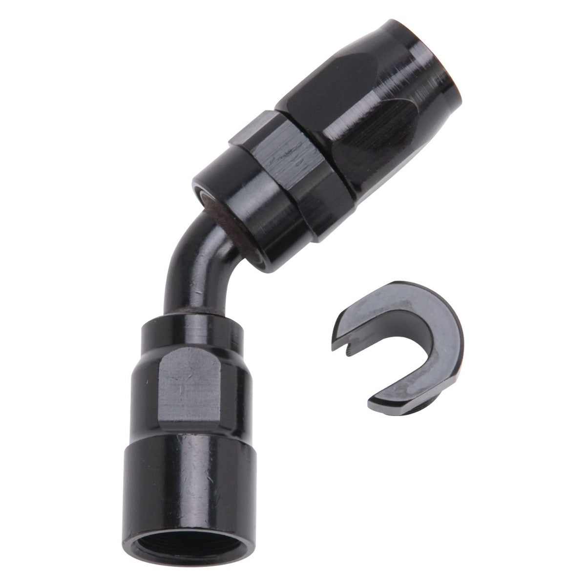 Russell 611213 Hose End. 3/8 inch SAE Quick Disc. Fml to #6 Hose. 45?. Blk Anodized