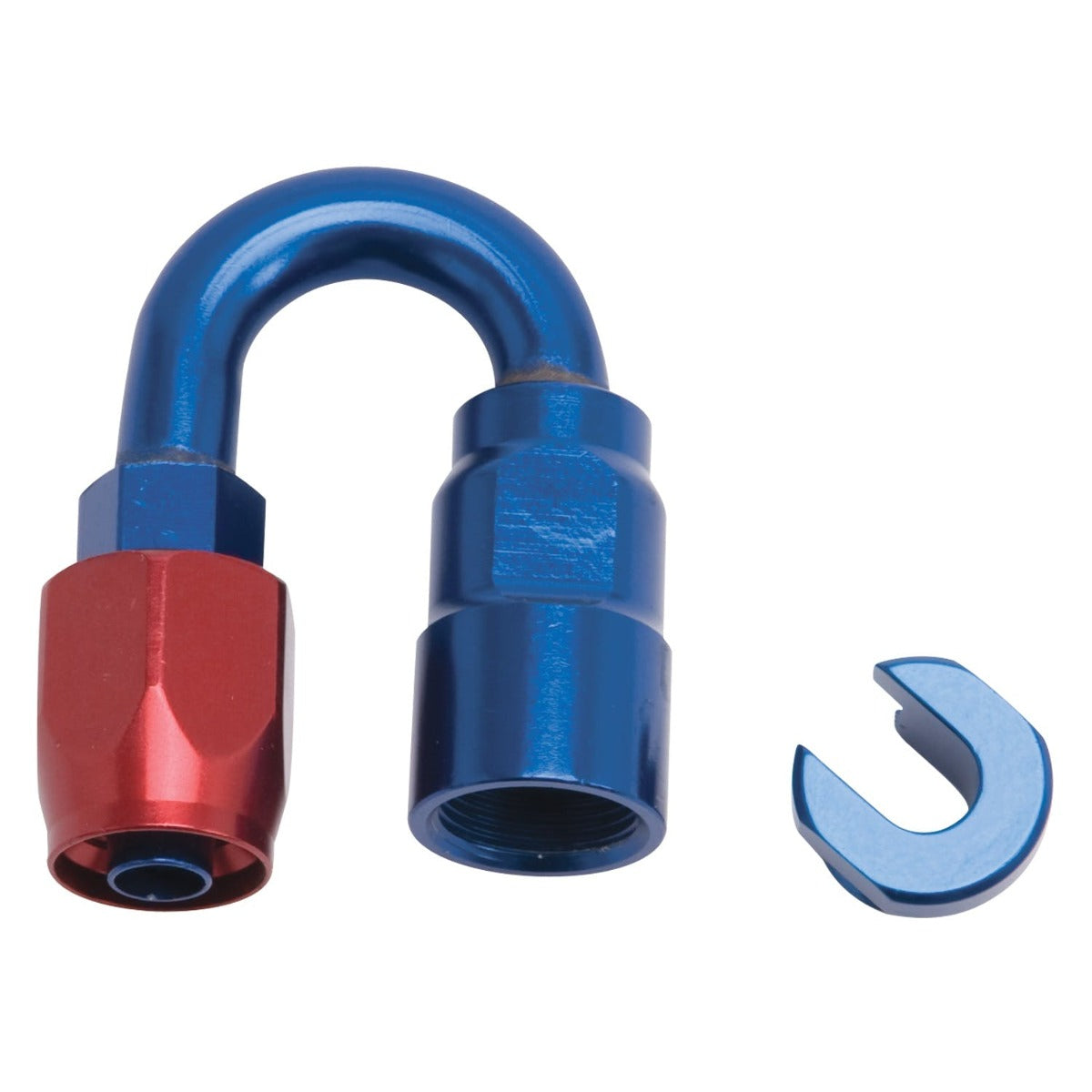 Russell 611230 Hose End. 3/8 inch SAE Quick Disc. Fml to #6 Hose. 180?. Red/Blu Anodized