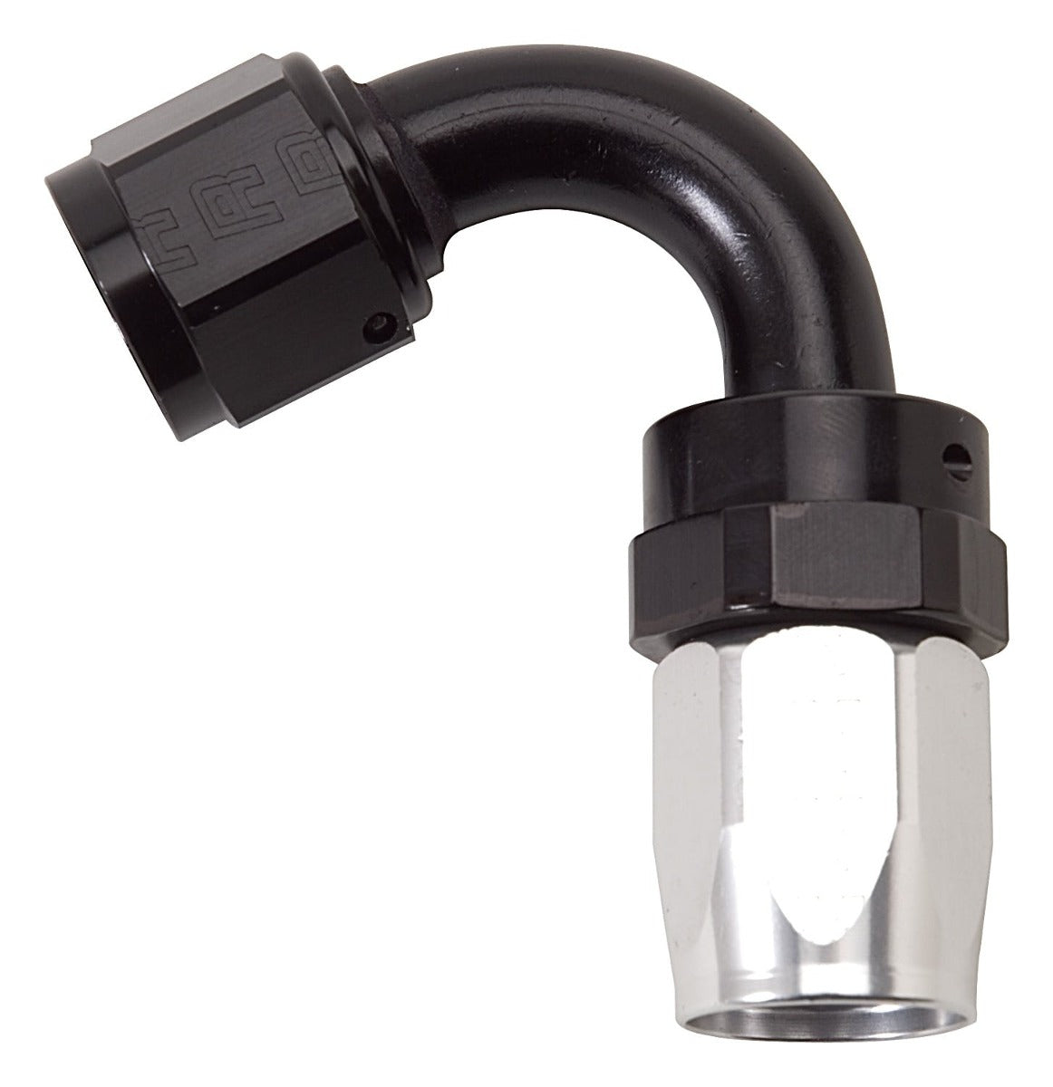 Russell 613423 Hose End  #10 AN. Swivel 120? Tight Radius Clear/Black Anodized